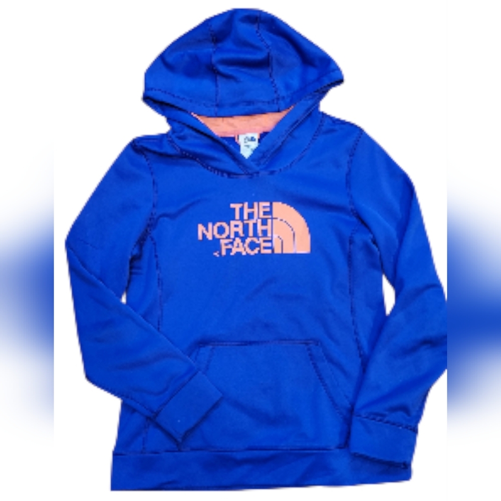 The North Face Women's Royal Blue Hoodie with Peach Logo
